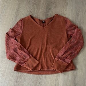 SHEIN Rust Ribbed Knit Top